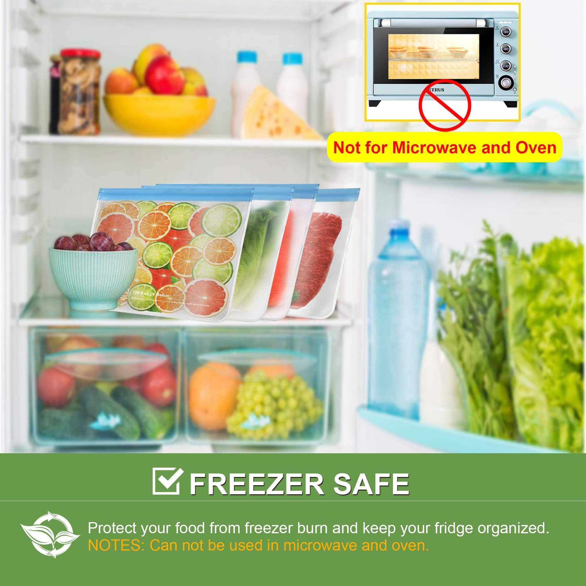 ROONOO freezer bags perfect for marinating meats and freezing produce.