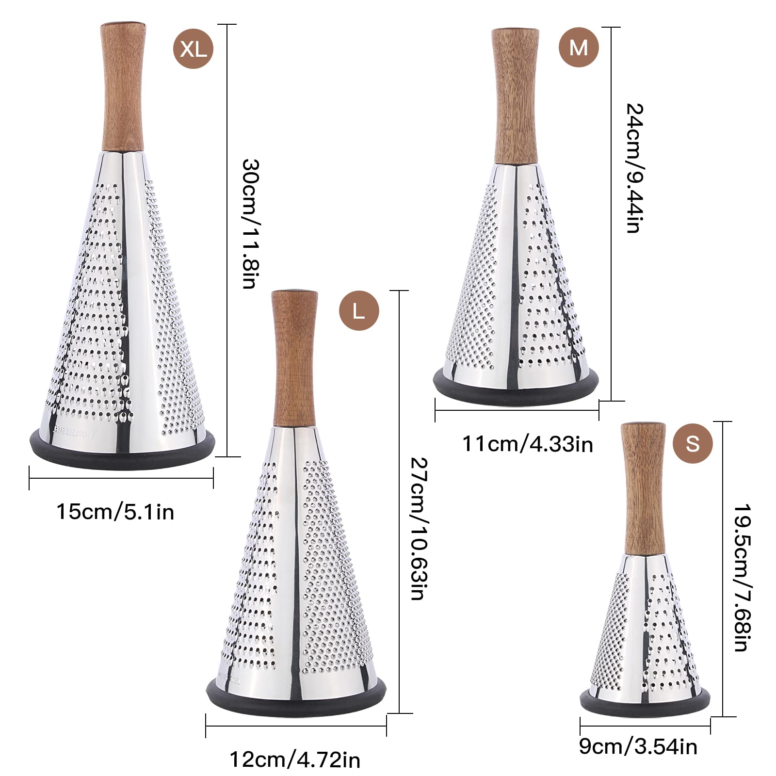 ROQILA cone cheese grater with container collects shavings for mess-free prep
