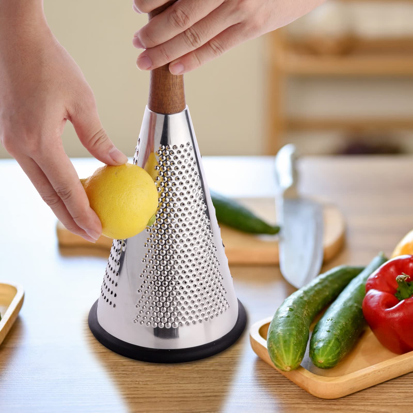 ROQILA cone cheese grater shaving cheese neatly for soups and pasta toppings
