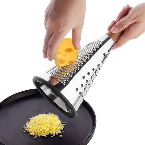 ROQILA cone cheese grater with wood handle for comfortable grip during grating