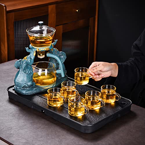 RORA Lazy Kungfu Glass Tea Set six cups—great for sharing with guests.