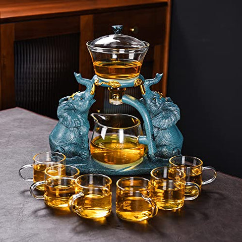 RORA Lazy Kungfu Glass Tea Set infuser—removable for loose leaves and tea bags.