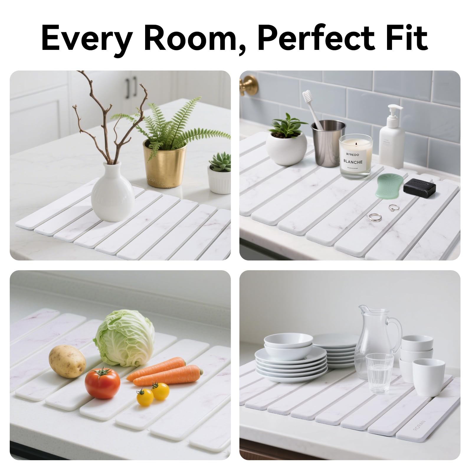 Roran diatomaceous earth mat, food-safe for countertop use.