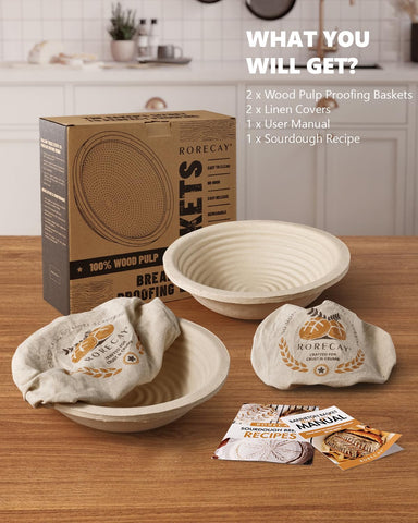 Rorecay bread proofing basket set simplifies cleanup with brush-off flour after use.