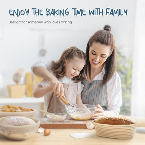 Rorecay baskets in use with dusted dough maintaining shape before bake.