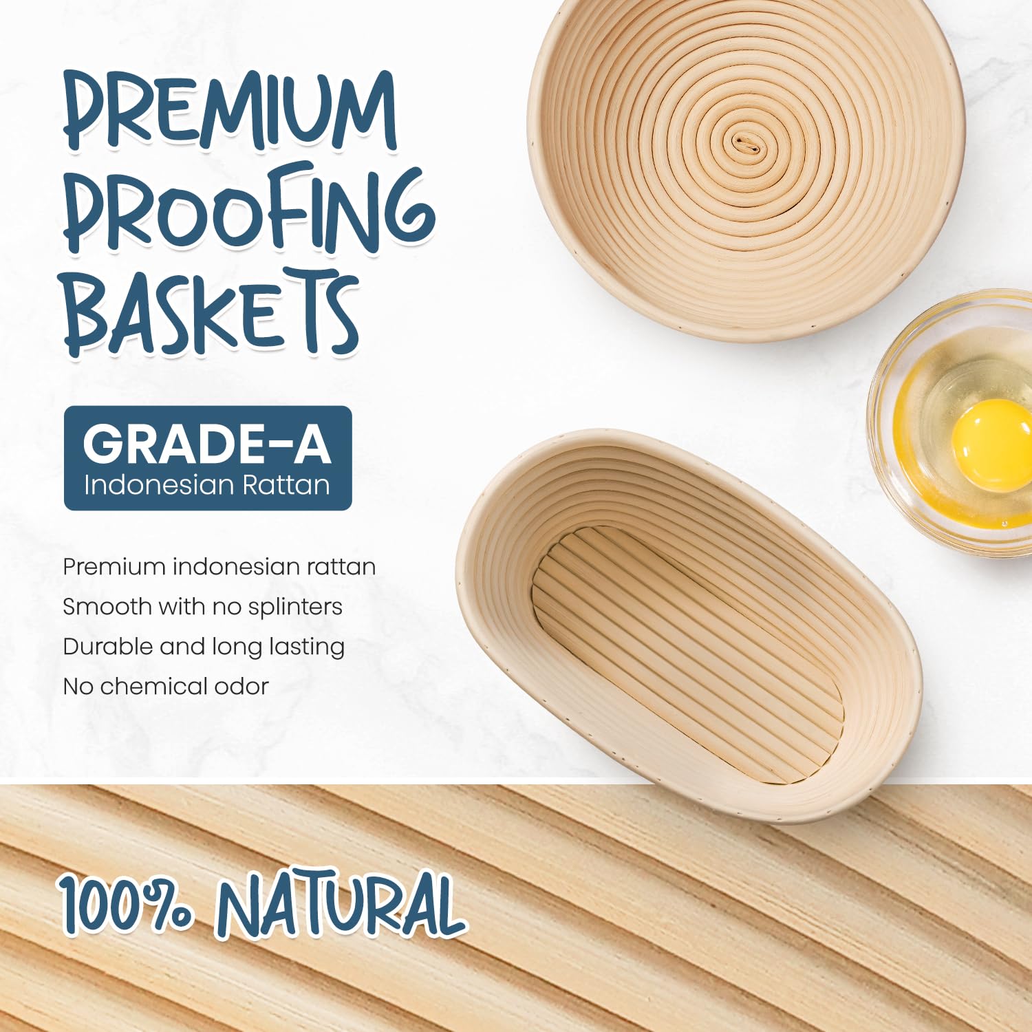 rorecay banneton oval bread-proofing basket ideal for two loaf shapes