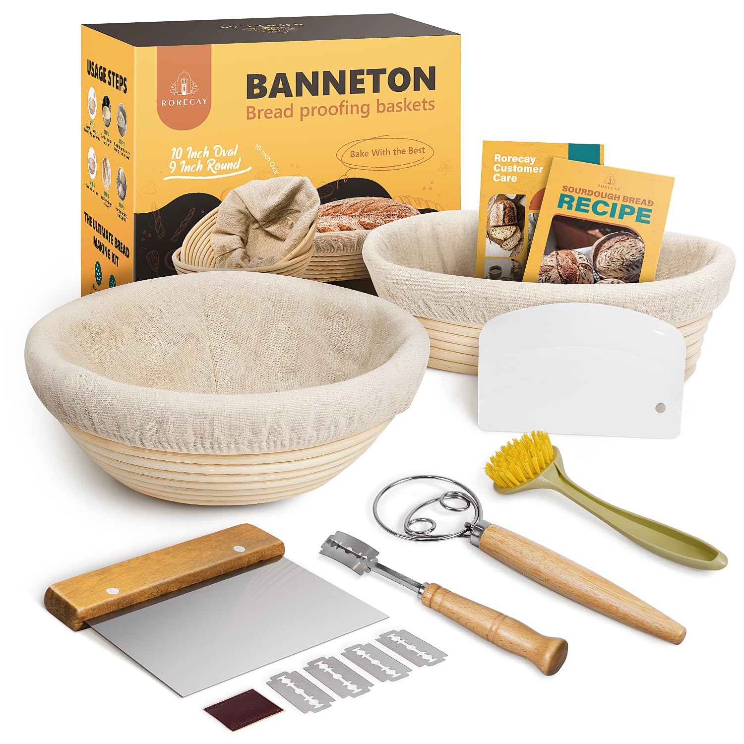 rorecay banneton round bread-proofing basket ready for shaping rustic loaves