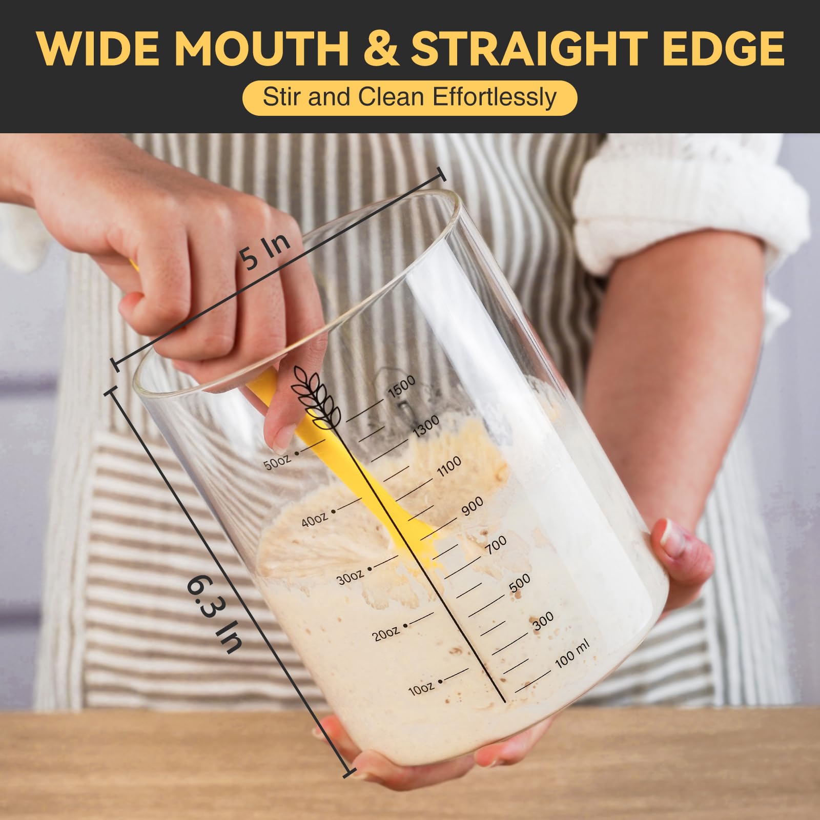 Rorecay borosilicate glass jar maintains clarity and resists temperature changes.