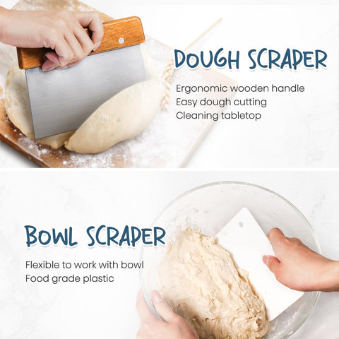 Rorecay dough proofing basket with flour dusting visual, ideal for shaping sourdough.