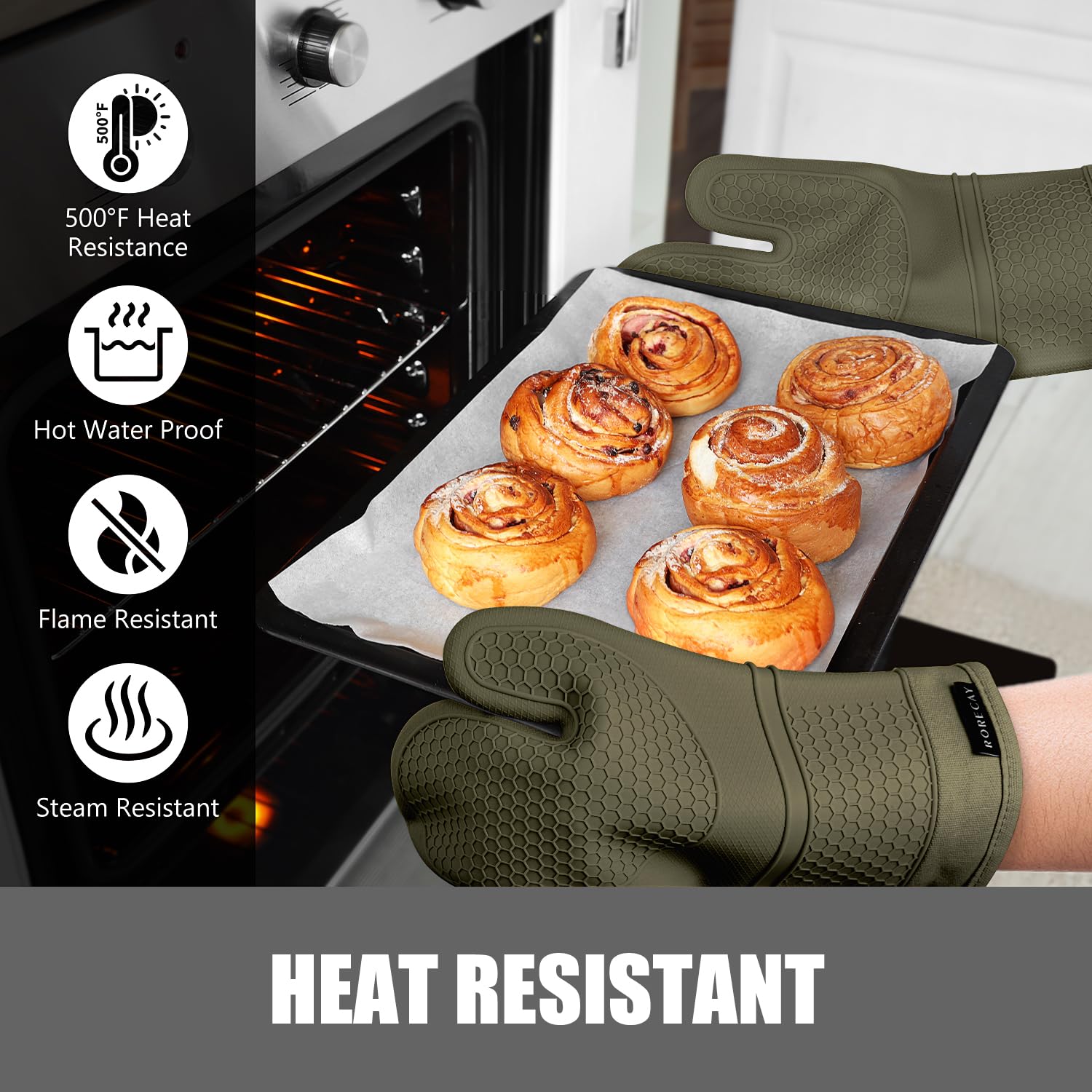 Rorecay honeycomb grip detail enhances secure hold while handling cookware