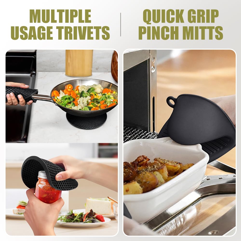 Rorecay mini pinch mitts for quick, precise grip on hot lids and handles.