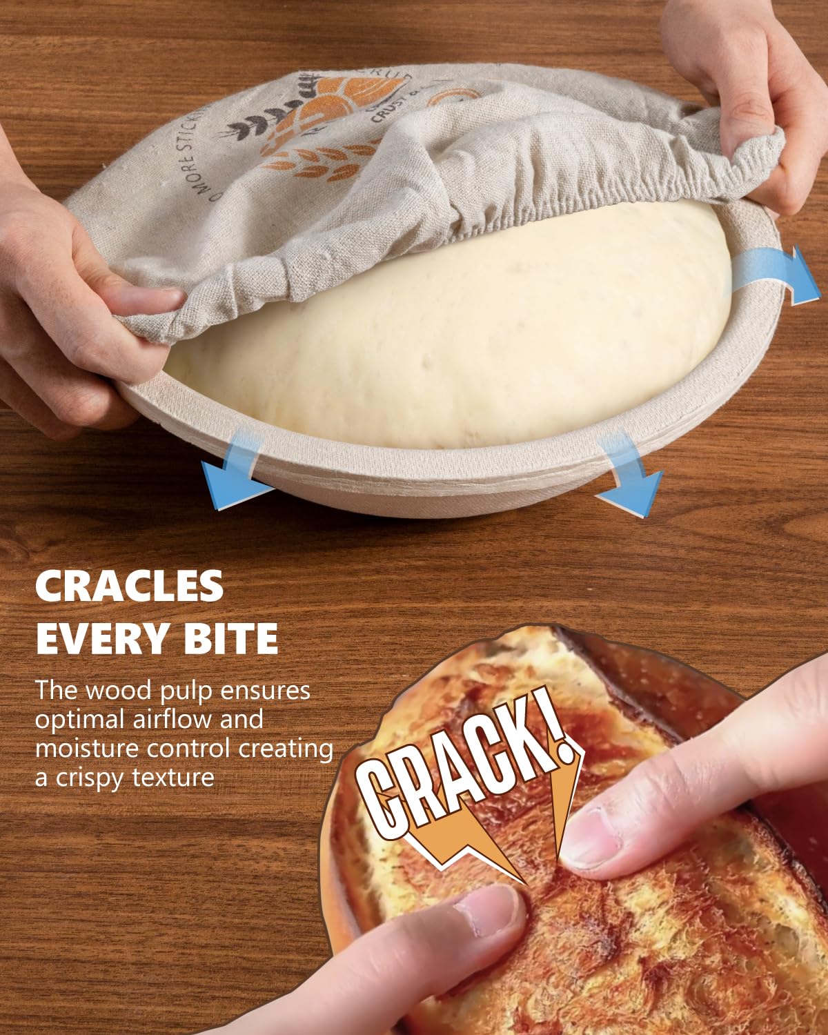 Rorecay sourdough proofing basket supports uniform fermentation for bakery-like textures.