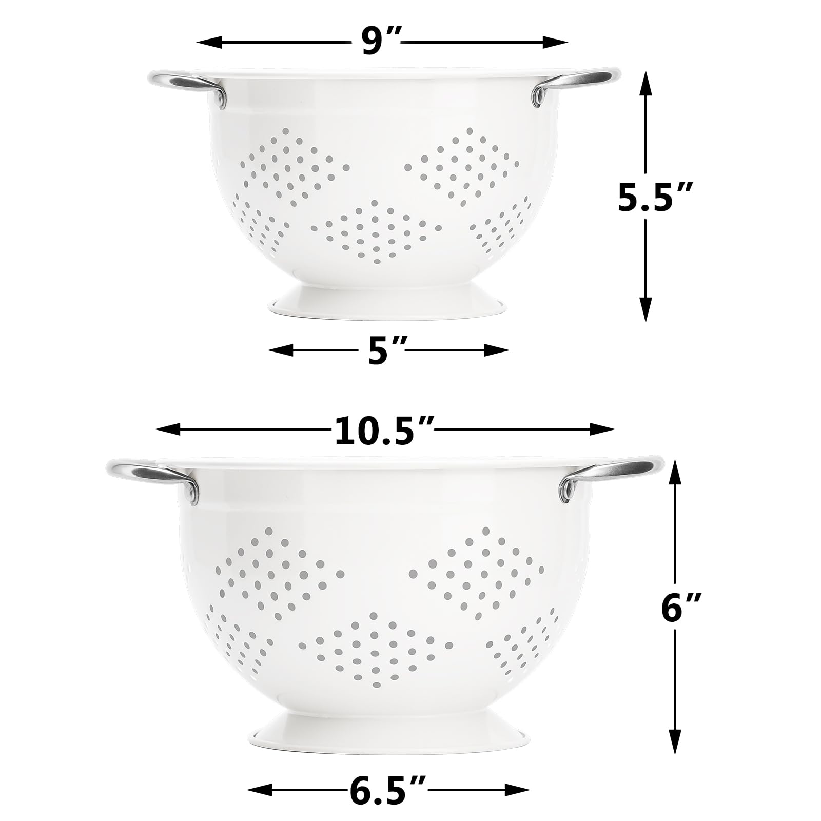Rorence 5-quart colander offering ample capacity for larger kitchen tasks.