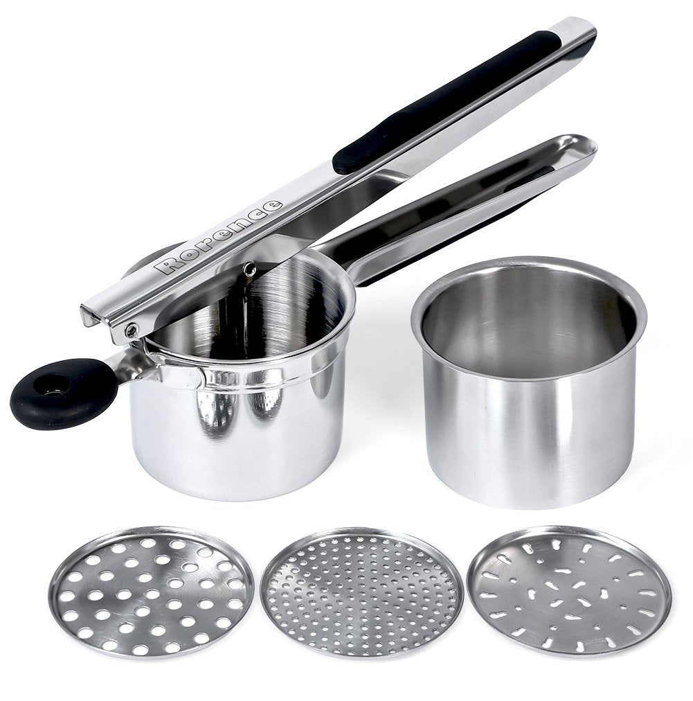 Rorence potato ricer stainless steel body delivers smooth mash quickly
