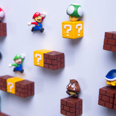 Rosefinch Super Mario magnets figurine set decorates metal surfaces and adds playful character