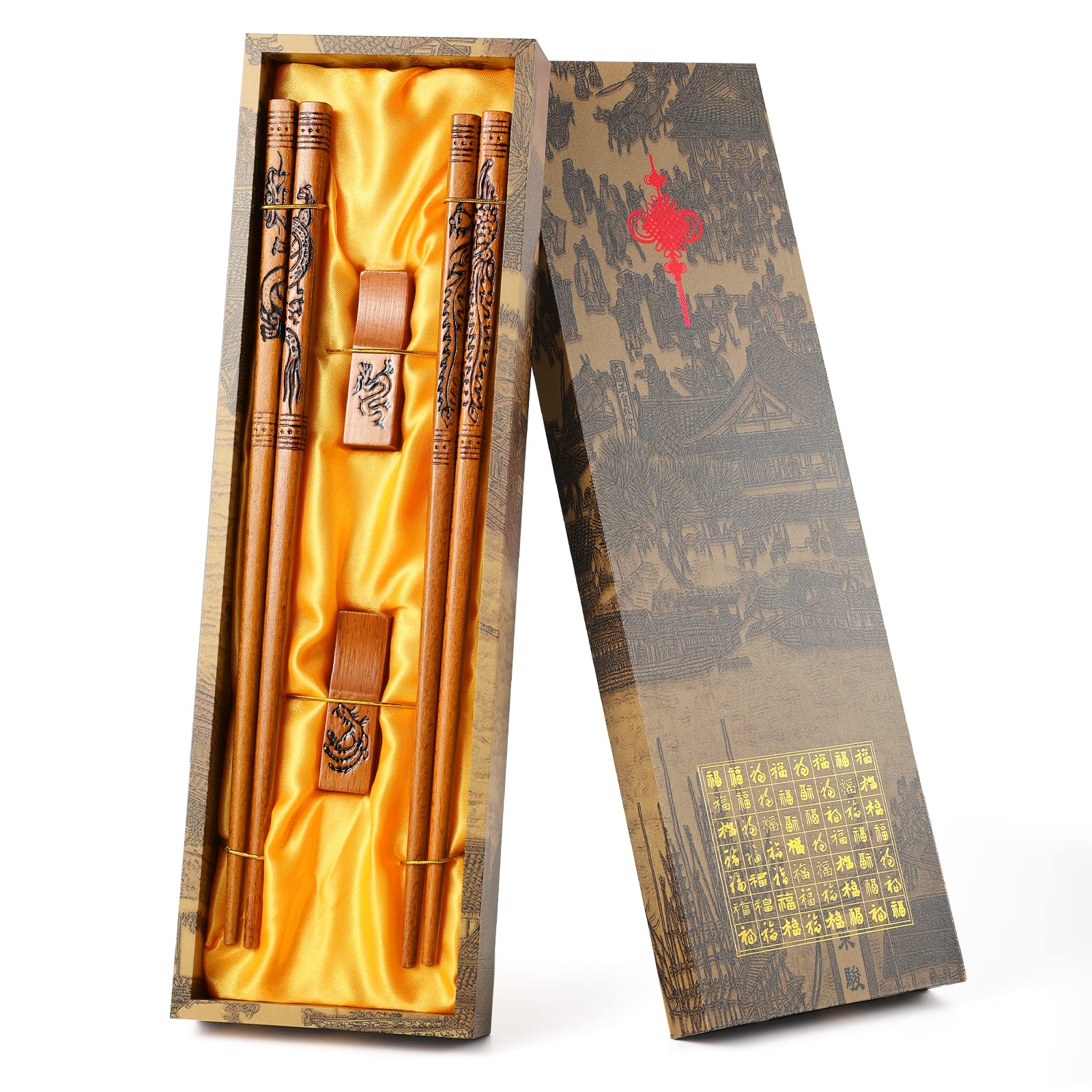 rosgel chopsticks with dragon and phoenix carving add cultural flair to meals