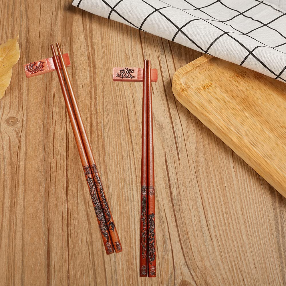 Rosgel Dragon Phoenix chopsticks carving close-up showing craftsmanship.