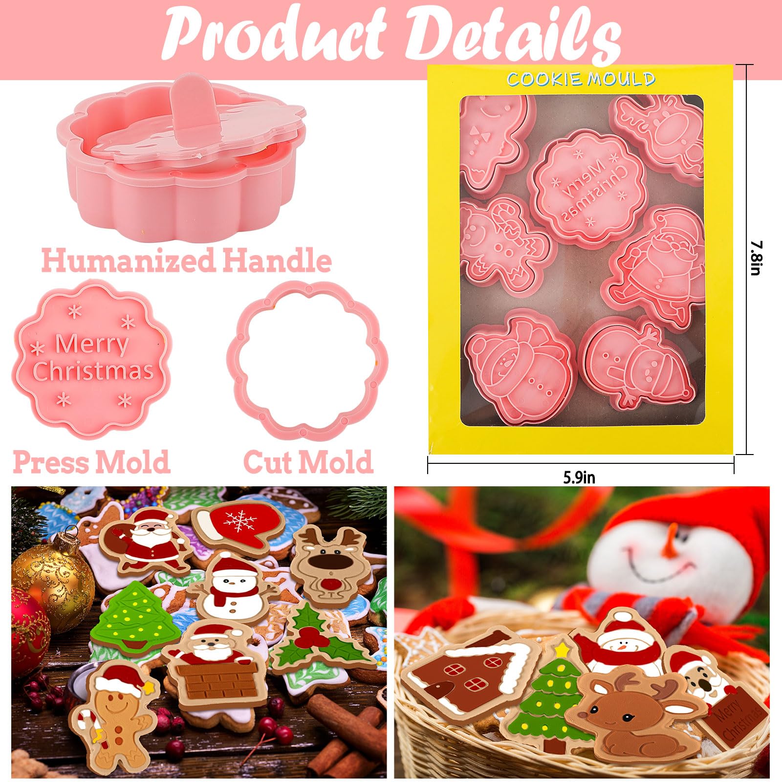 Roshtia 24-pcs Christmas cookie cutters reindeer – add whimsy to winter baking.