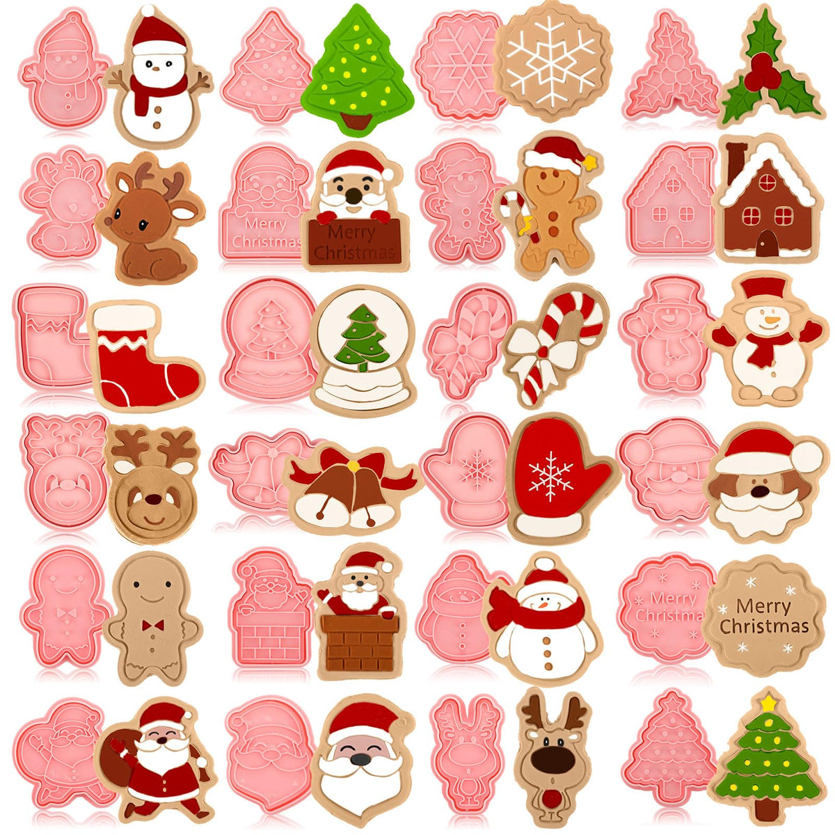 Roshtia 24-pcs Christmas cookie cutters snowman – fun holiday baking with the family.