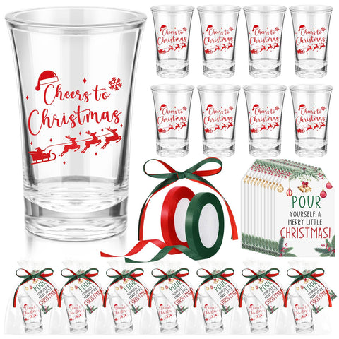 Roshtia Christmas shot glasses set with 36 clear acrylic cups for festive toasts and sharing