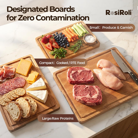 RosiRoli Acacia medium board 13x10x0.8 for versatile chopping tasks.