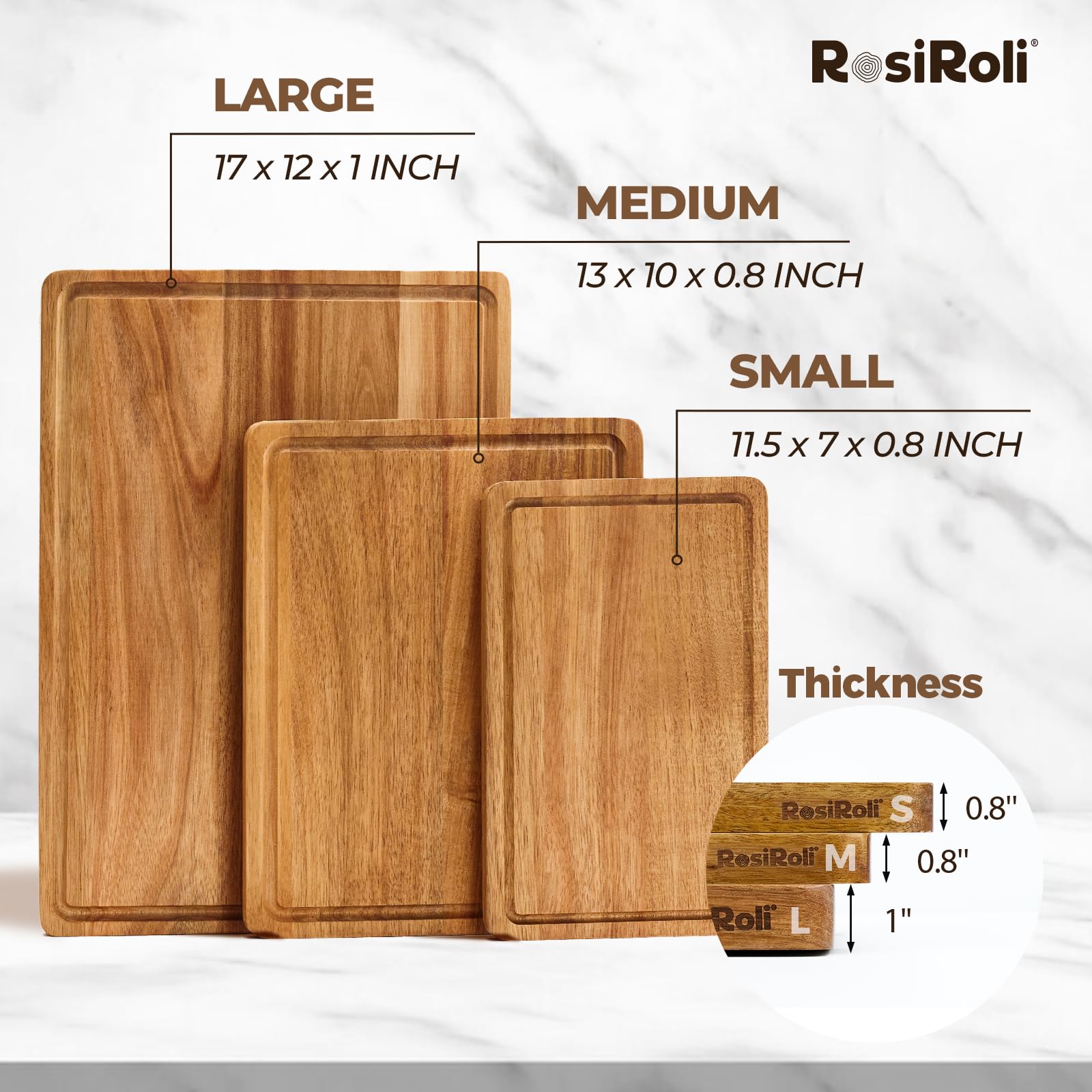 RosiRoli Acacia small board 11.5x7x0.8, compact helper for quick tasks.