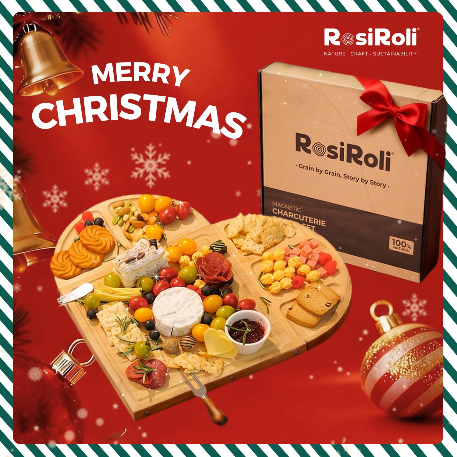 RosiRoli rectangular board 11.5-inch surface for precise prep of cheeses and meats