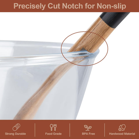 ROSOS acacia wood spatula for cooking with smooth edge protecting non-stick cookware.