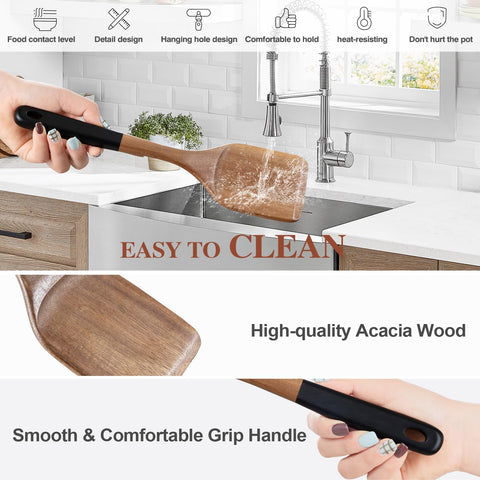 ROSOS acacia wooden spoons on hanging hole ready for easy storage.
