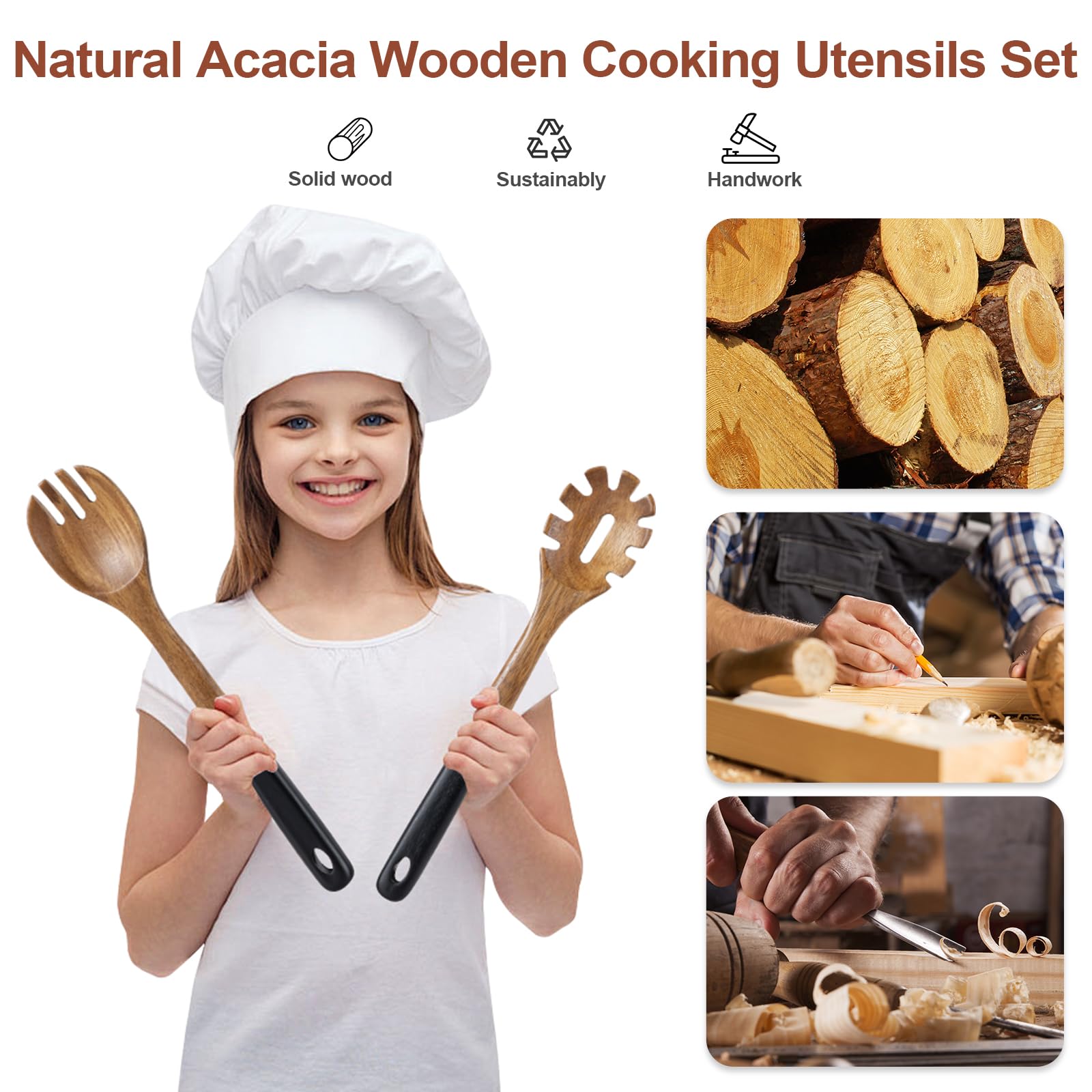 ROSOS complete wooden utensil set adds natural warmth to everyday cooking.