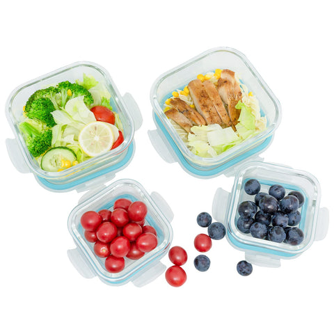 ROSOS glass storage 800ml square with lids, perfect for leftovers and meals