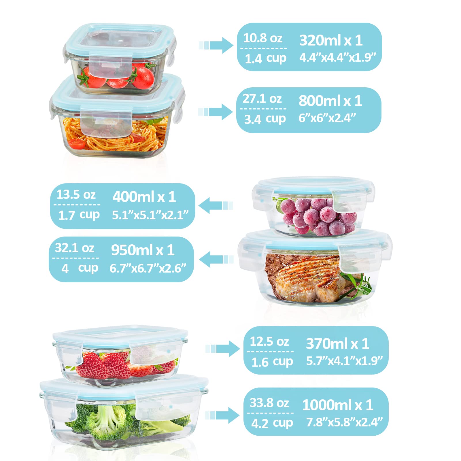 ROSOS rectangular 1000ml container showing stackable design for large portions