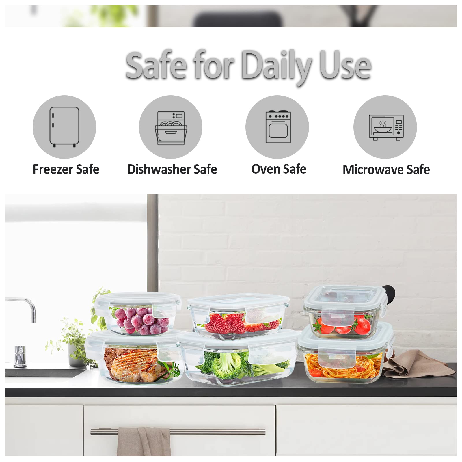 ROSOS round 400ml glass container for quick grab-and-go meals.
