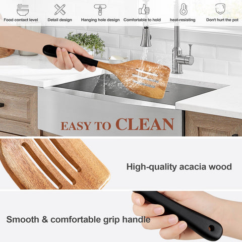 ROSOS slotted spatula drains liquids while cooking