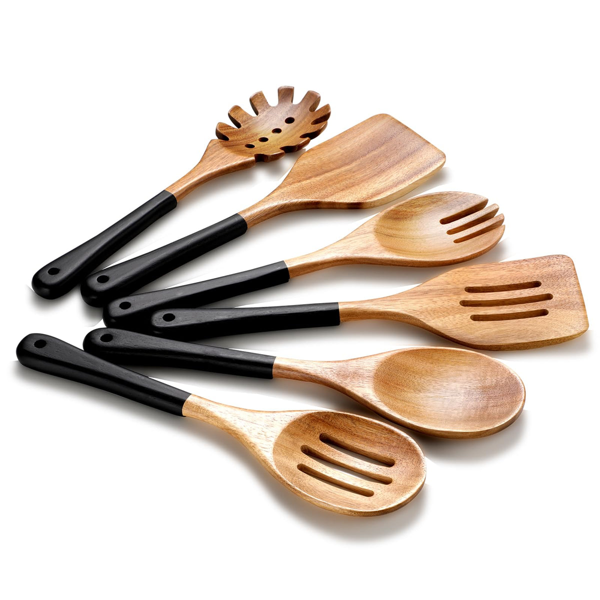 ROSOS spaghetti server in acacia wood for non-scratch cooking with nonstick pans
