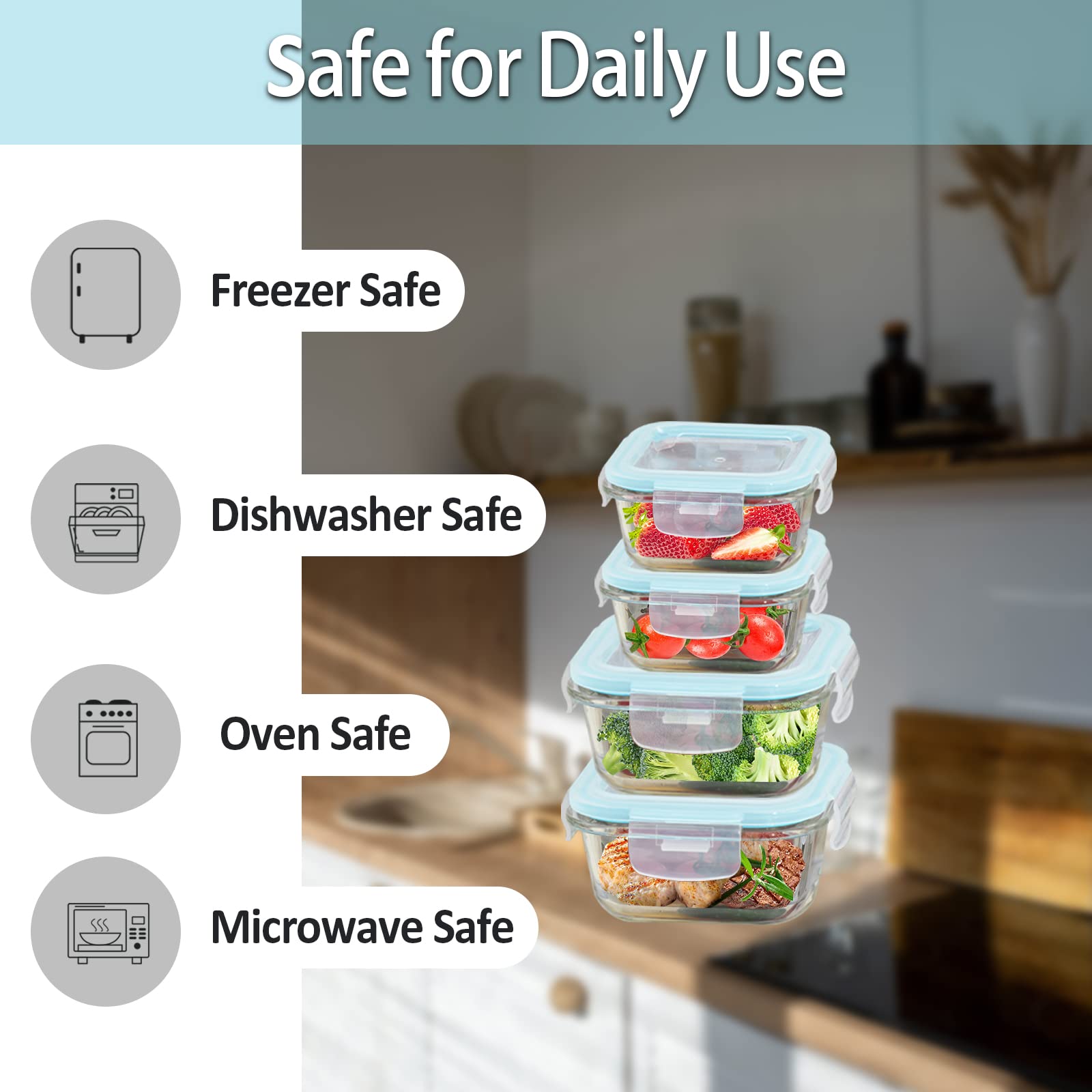 ROSOS stackable design saves space in fridge and pantry