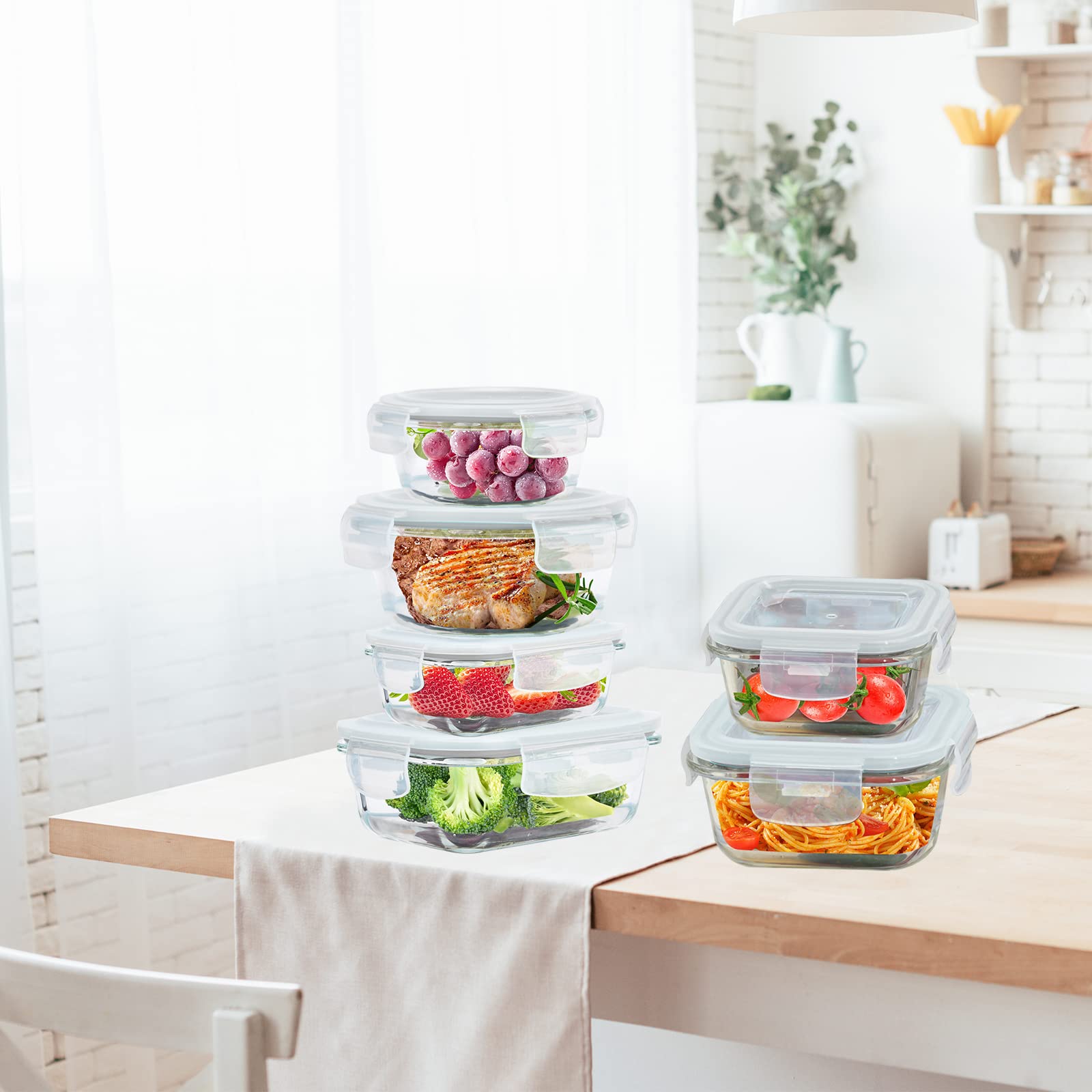 ROSOS stackable packaging shows space-saving fridge organization.