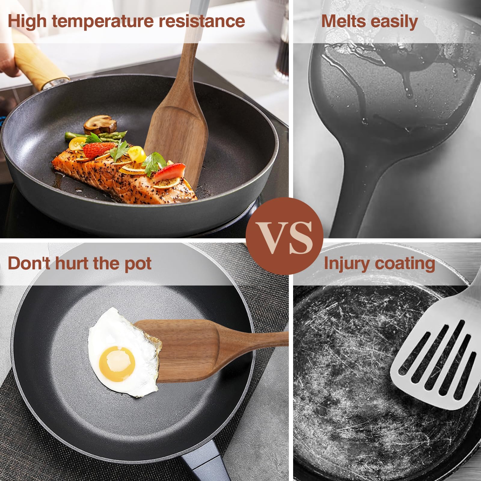 ROSOS wooden tong for cooking with sturdy grip and precise flipping.