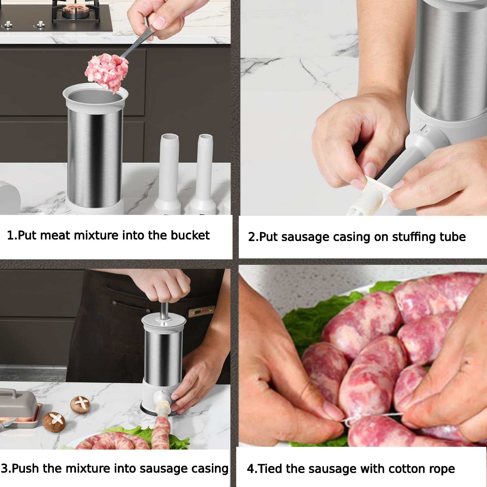 ROSROSE sausage-stuffer four-tube set enables varied sizes