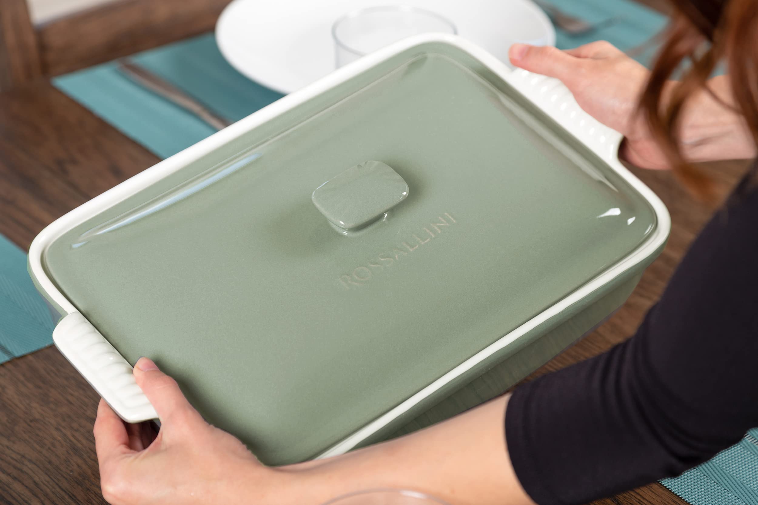 ROSSALLINI Signature stoneware with durable enamel glaze in Verde Sage.