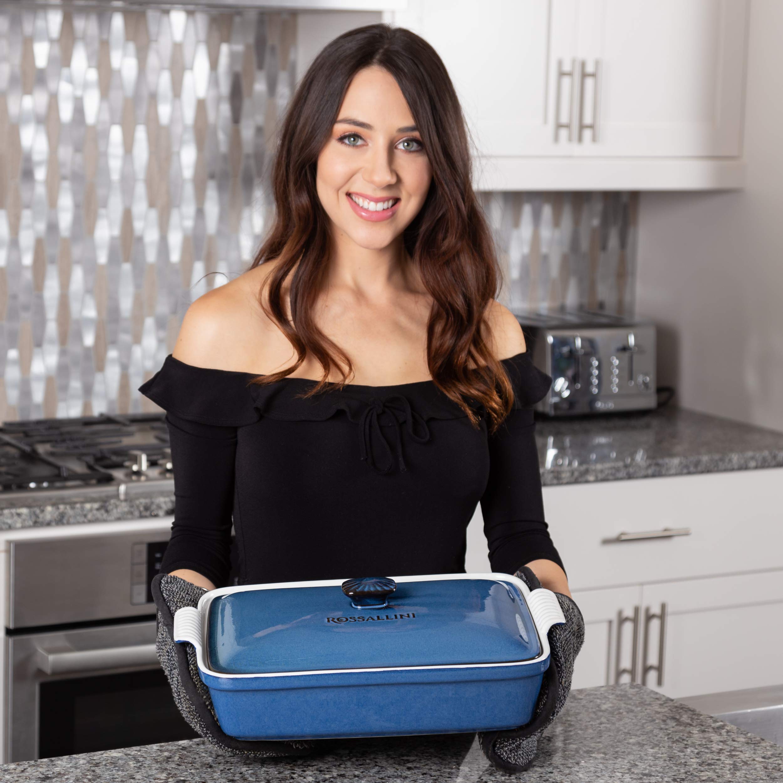 ROSSALLINI blue reactive glaze stoneware highlights handcrafted charm and versatile kitchen use.