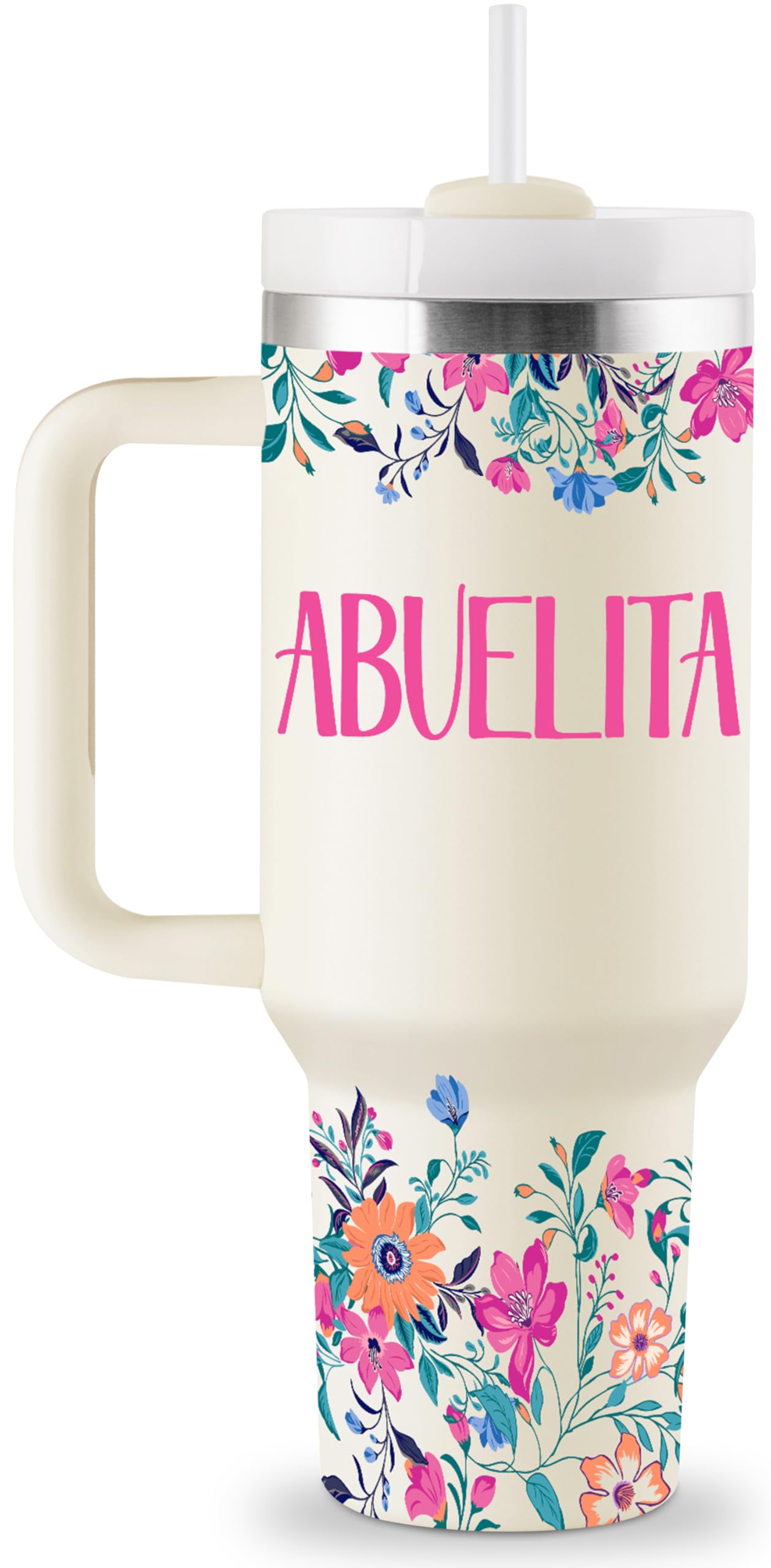 ROSTANTEN Abuelita 40oz tumbler with ergonomic handle for everyday use