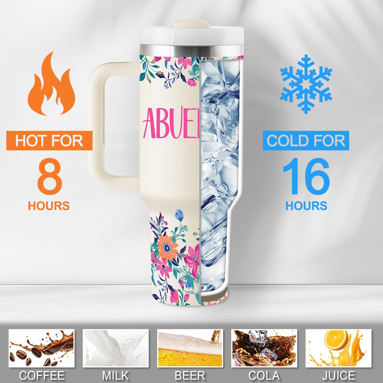 ROSTANTEN Abuelita tumbler includes straw and cleaner for easy maintenance