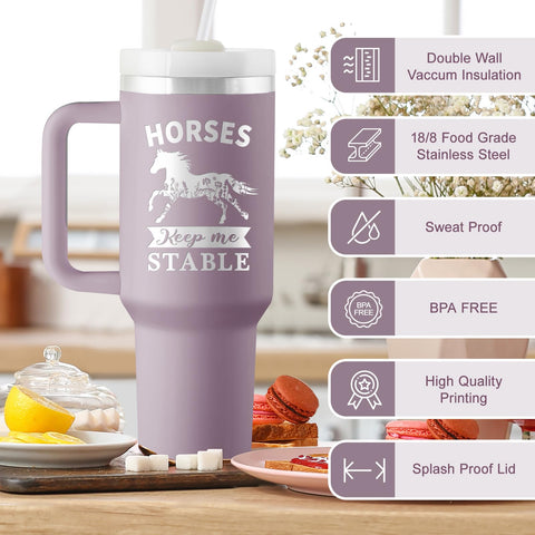 ROSTANTEN engraved tumbler with ergonomic handle for easy on-the-go use