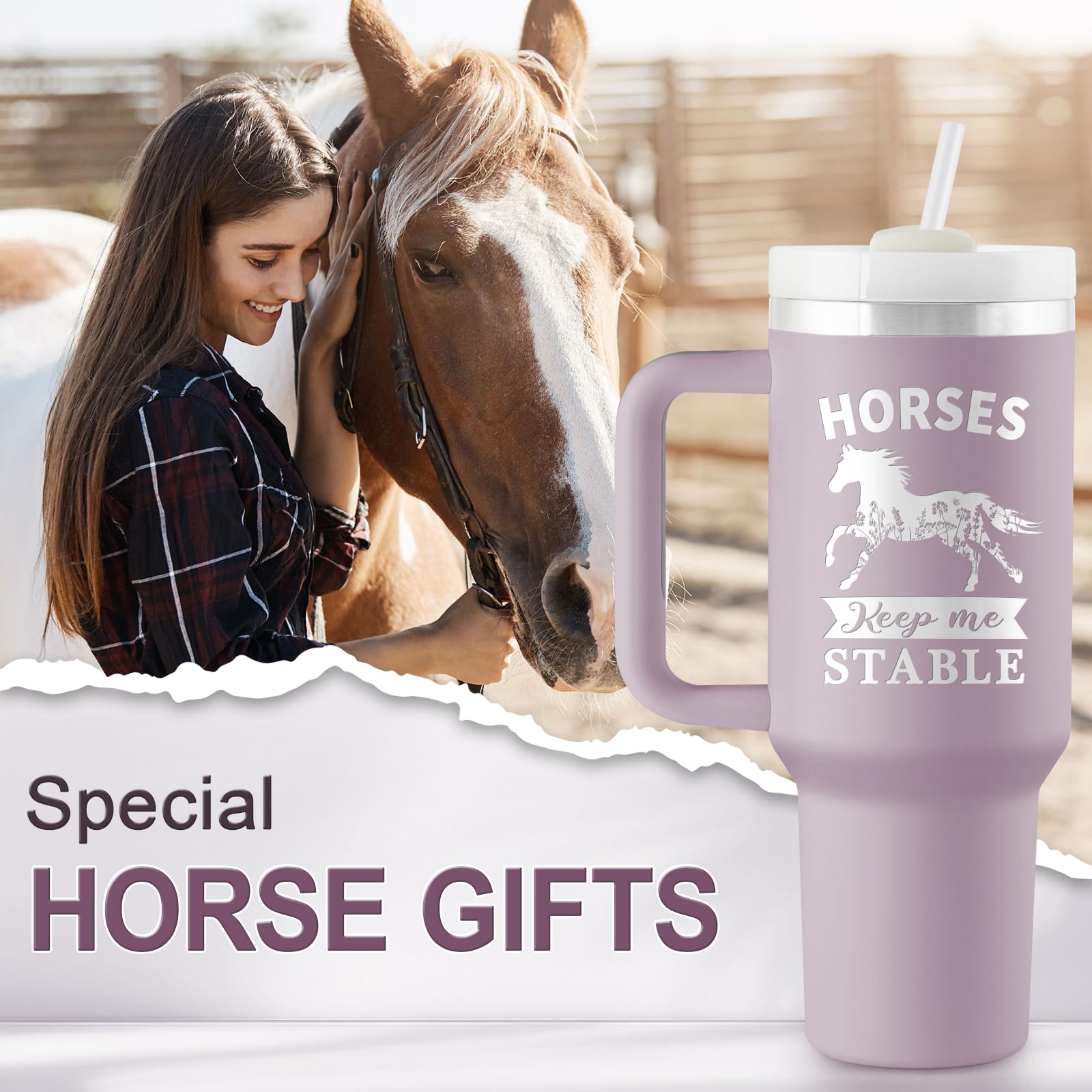 ROSTANTEN horse-pattern tumbler engraving perfect for horse lovers as a thoughtful gift