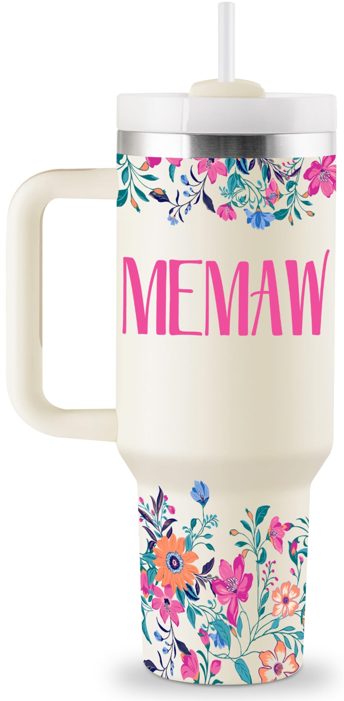 ROSTANTEN Memaw 40oz tumbler with lid and straw keeps drinks at the right temperature.