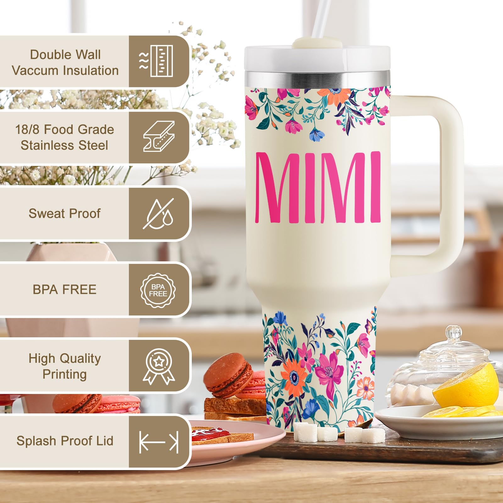 ROSTANTEN Mimi tumbler lid with straw enables convenient sipping during commutes.