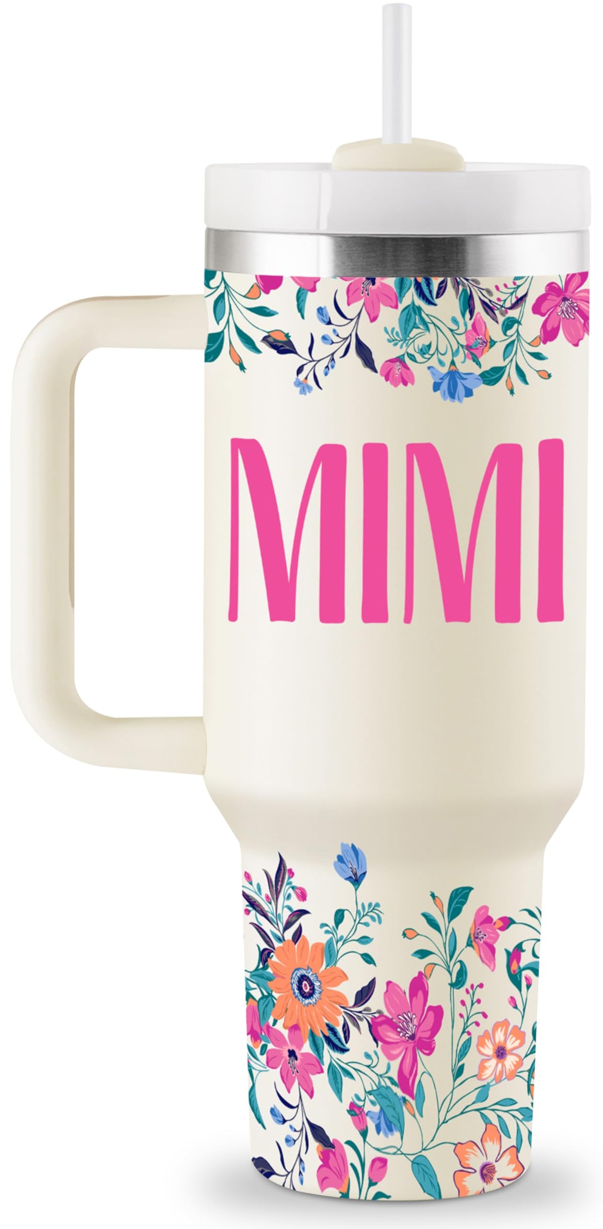 ROSTANTEN Mimi 40oz tumbler with pattern keeps grandma hydrated on the go.