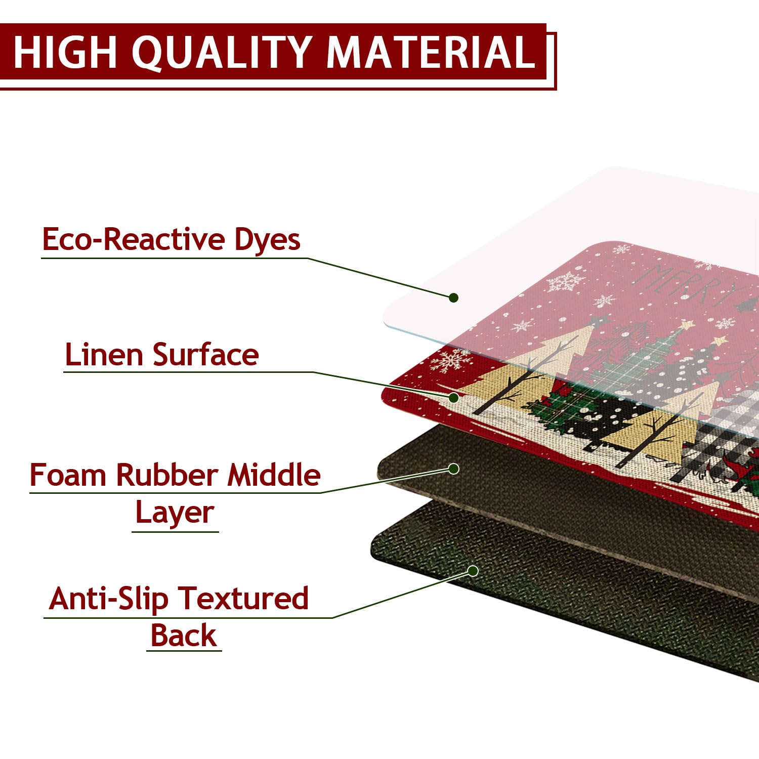 Roszwtit Christmas print mat adds festive ambiance while protecting your kitchen floor.
