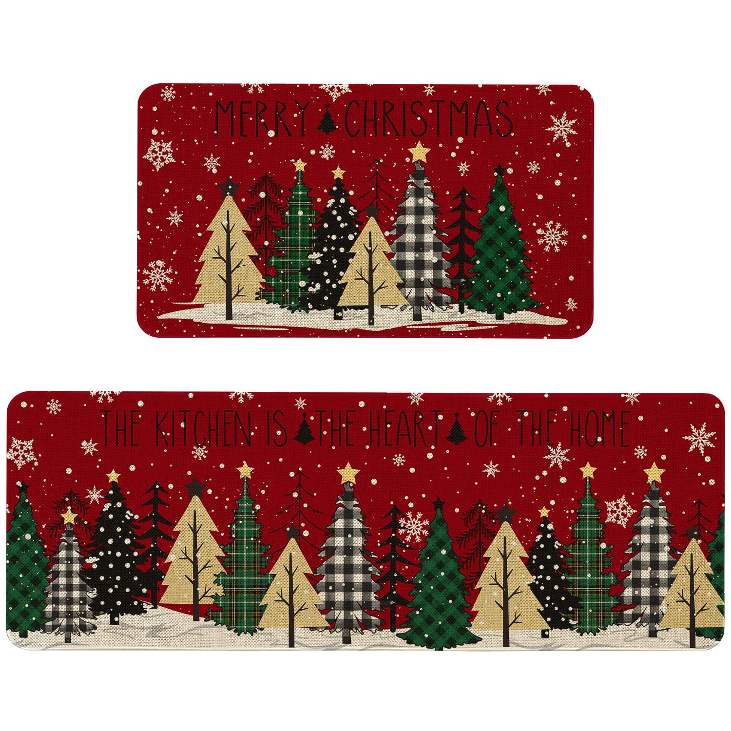 Roszwtit Christmas tree kitchen mat 17x29 with non-slip backing keeps floors safe.
